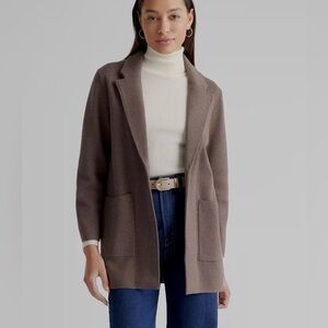 Quince 100% Organic Cotton Knit Blazer in Heather Brown